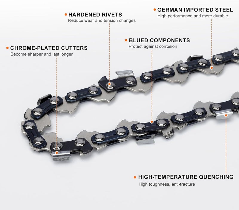 Hipa 8" Pole Pruner Saw Chain Compatible with Greenworks 20192 20302 30352 20612 20672 Remington RM4050 RM4050B Earthwise CCS30008 CPS40108 LPS40208 LPS4210 Pole Saw .050" Gauge 3/8" Pitch 2Pack - Image 4